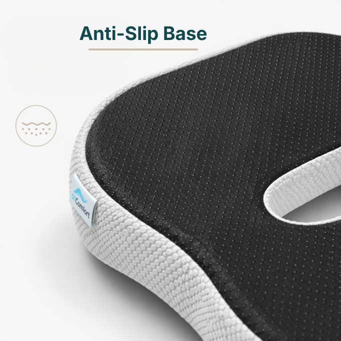 Close-up of a cushion with an anti-slip base on a white background